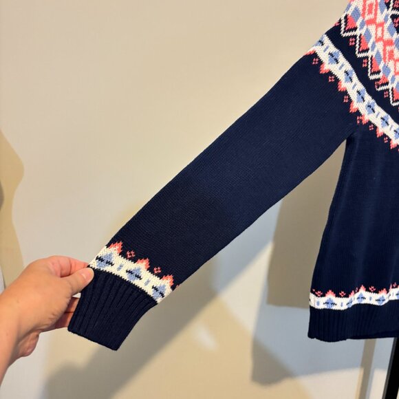 J. Crew Fair Isle Nordic Navy Crew Neck Long Sleeve Sweater - Picture 5 of 8